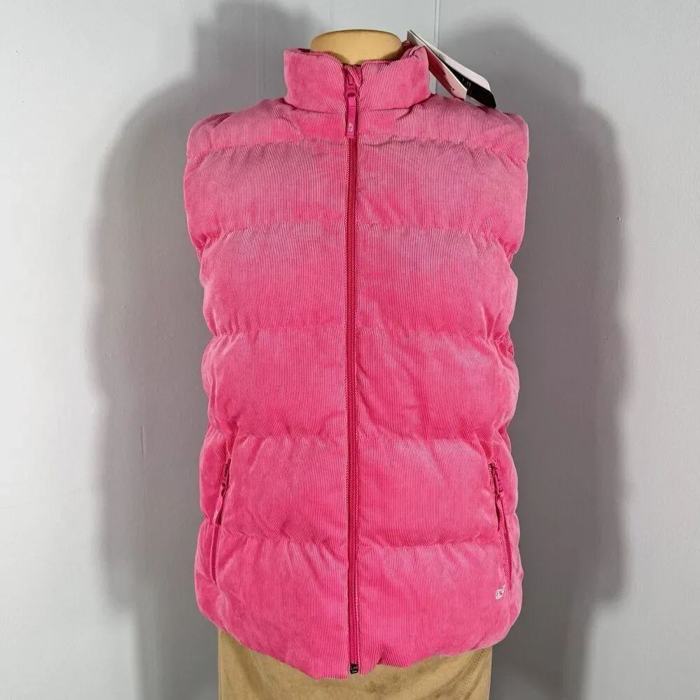 NWT Vineyard Vines Corduroy Puffer Vest Sweet Taffy Sz Women’s L / Junior XL